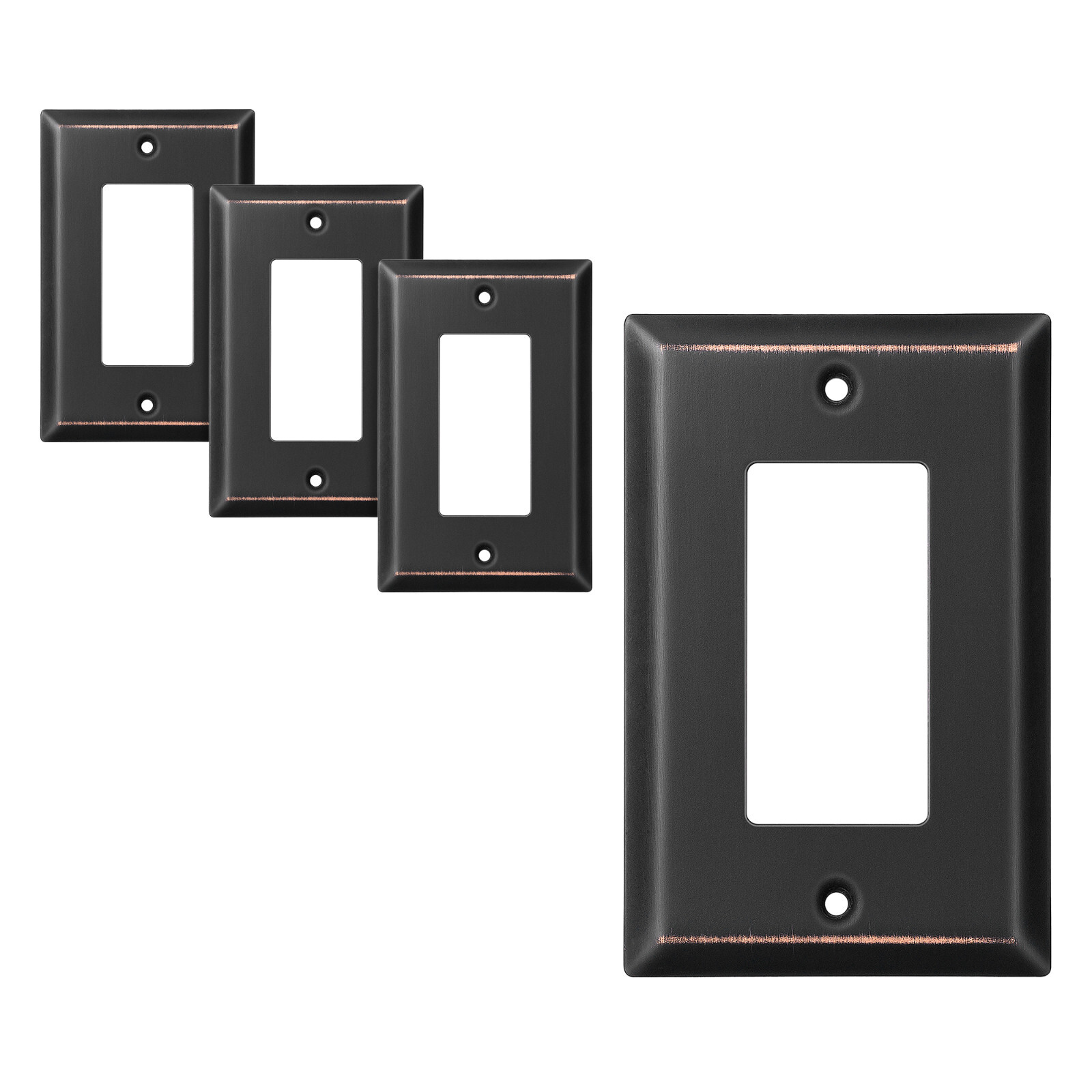 DEWENWILS Decorative Outlet Covers, 4-Pack Aged Bronze Wall Plates Solid Metal
