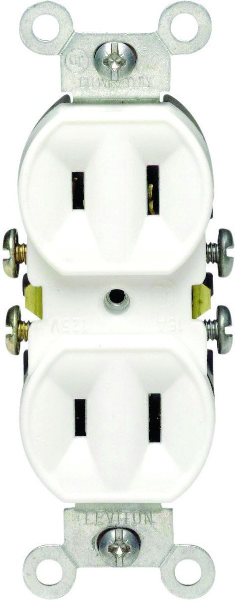 Leviton 15 Amp, 125 Volt, Duplex Receptacle, Residential Grade, Non-Grounded