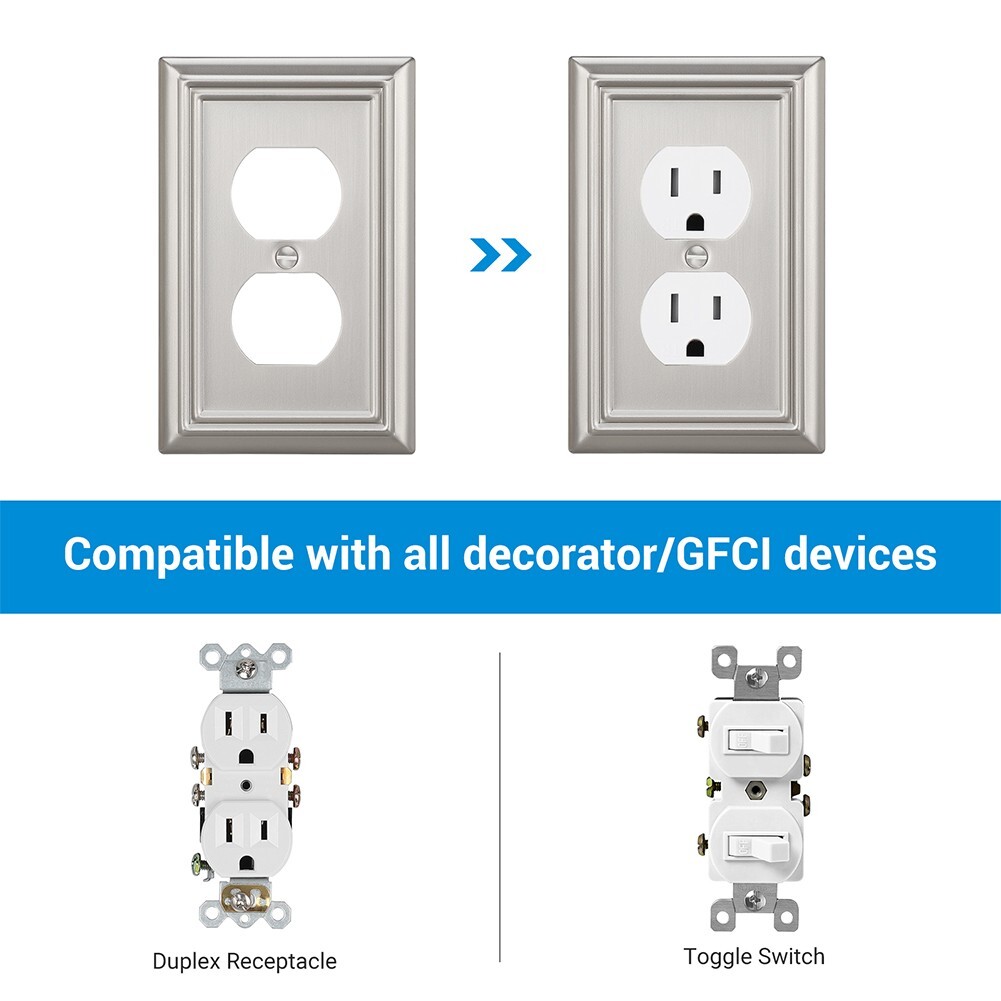 DEWENWILS 4 Pack ,Metal Wall Outlet Cover , Duplex Wall Plate for Receptacle