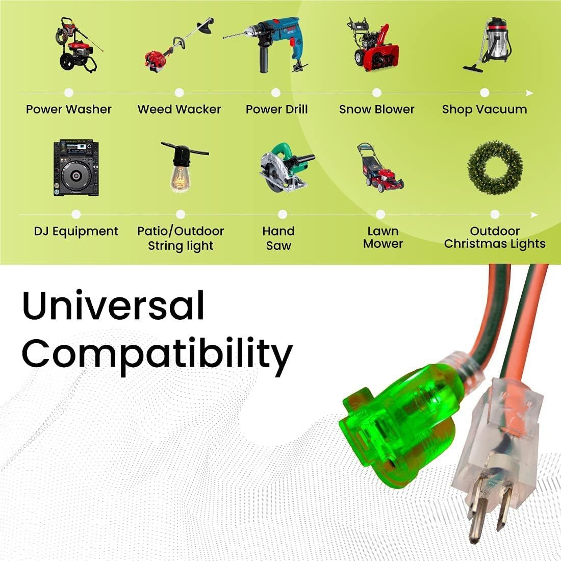 100ft Contractor Grade Outdoor Extension Cord – Moisture & Abrasion Resistant