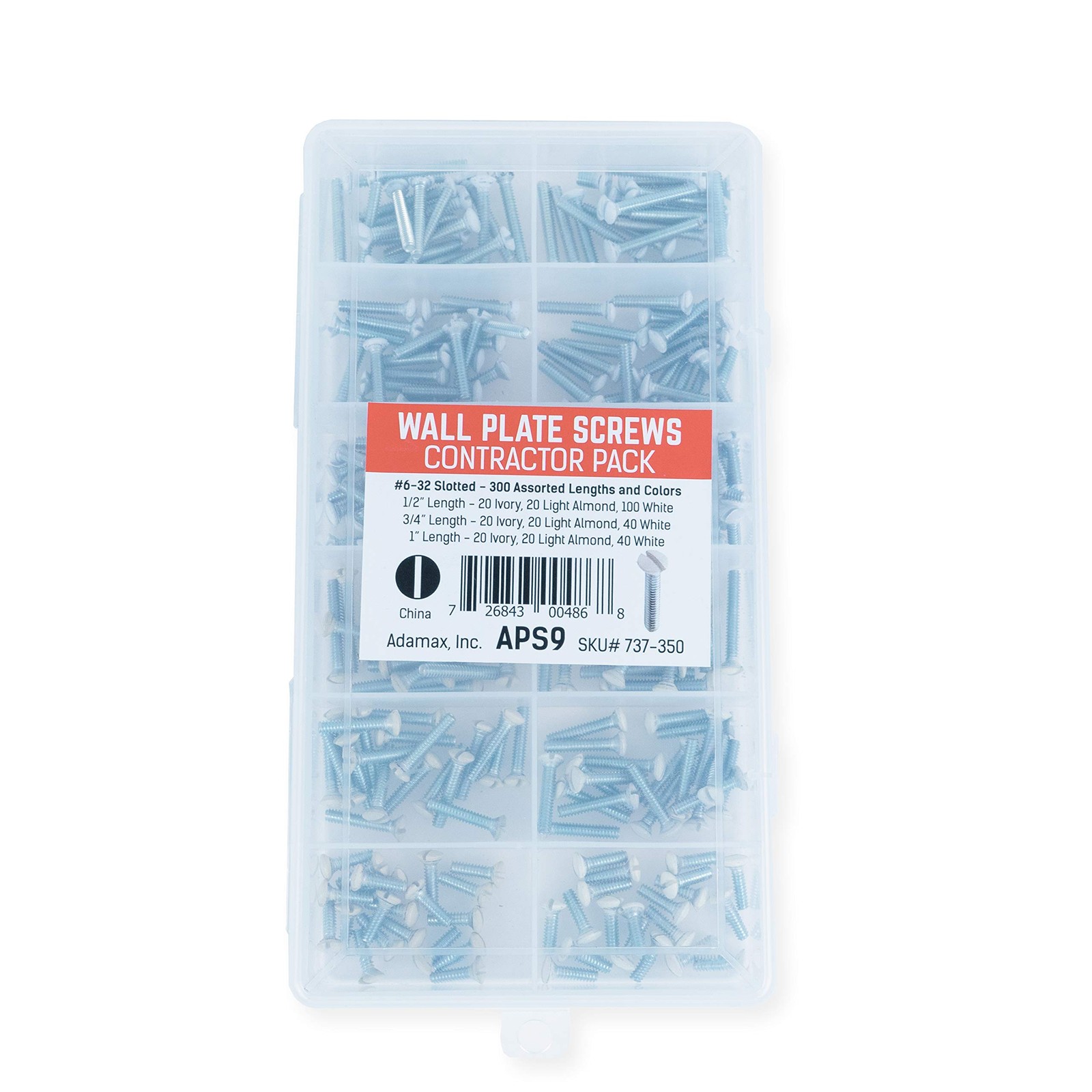 APS-9 6/32-Inch Slotted Wall Plate Screws,Assorted