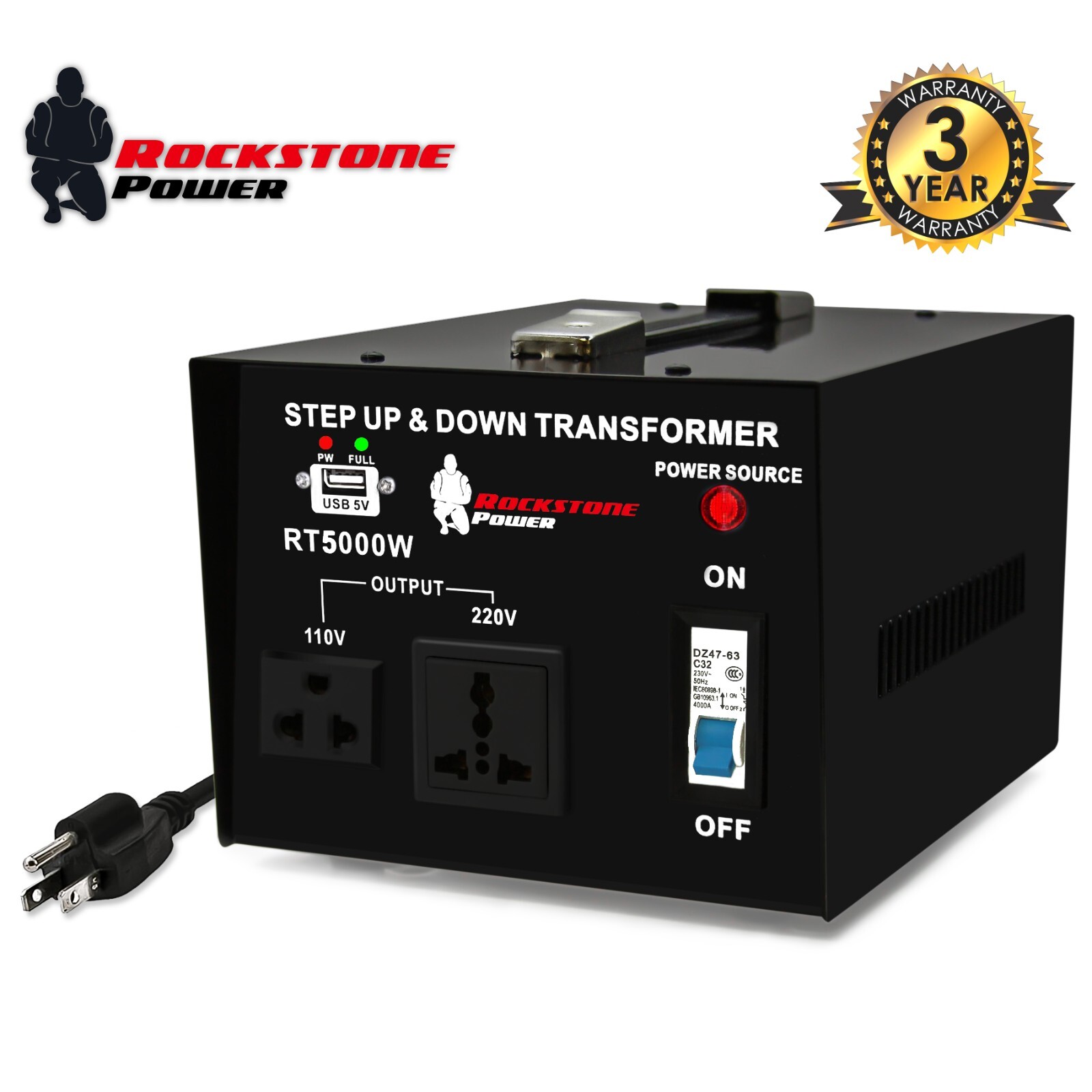 5000 Watt Voltage Converter Transformer Step Up/Down 110V/120V/220V/240V Power