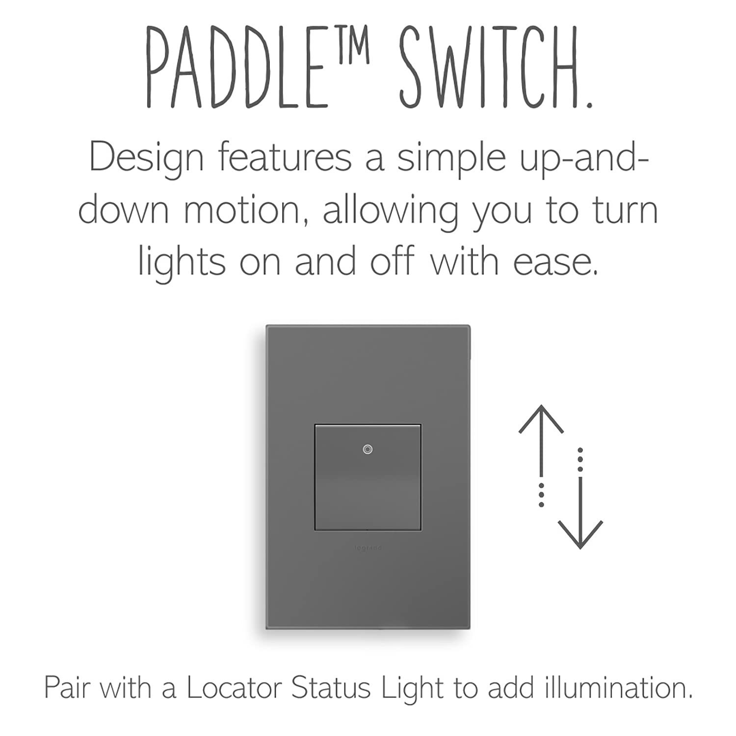 Legrand Adorne 15A 1 or 3-Way Paddle Switch Magnesium Finish ASPD1532M4-12PK