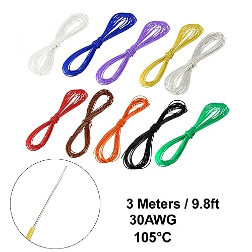 10 Pcs 30 Gauge Wrapping Wire Tin Plated Copper Wire PCB Wires Cable P/N DM