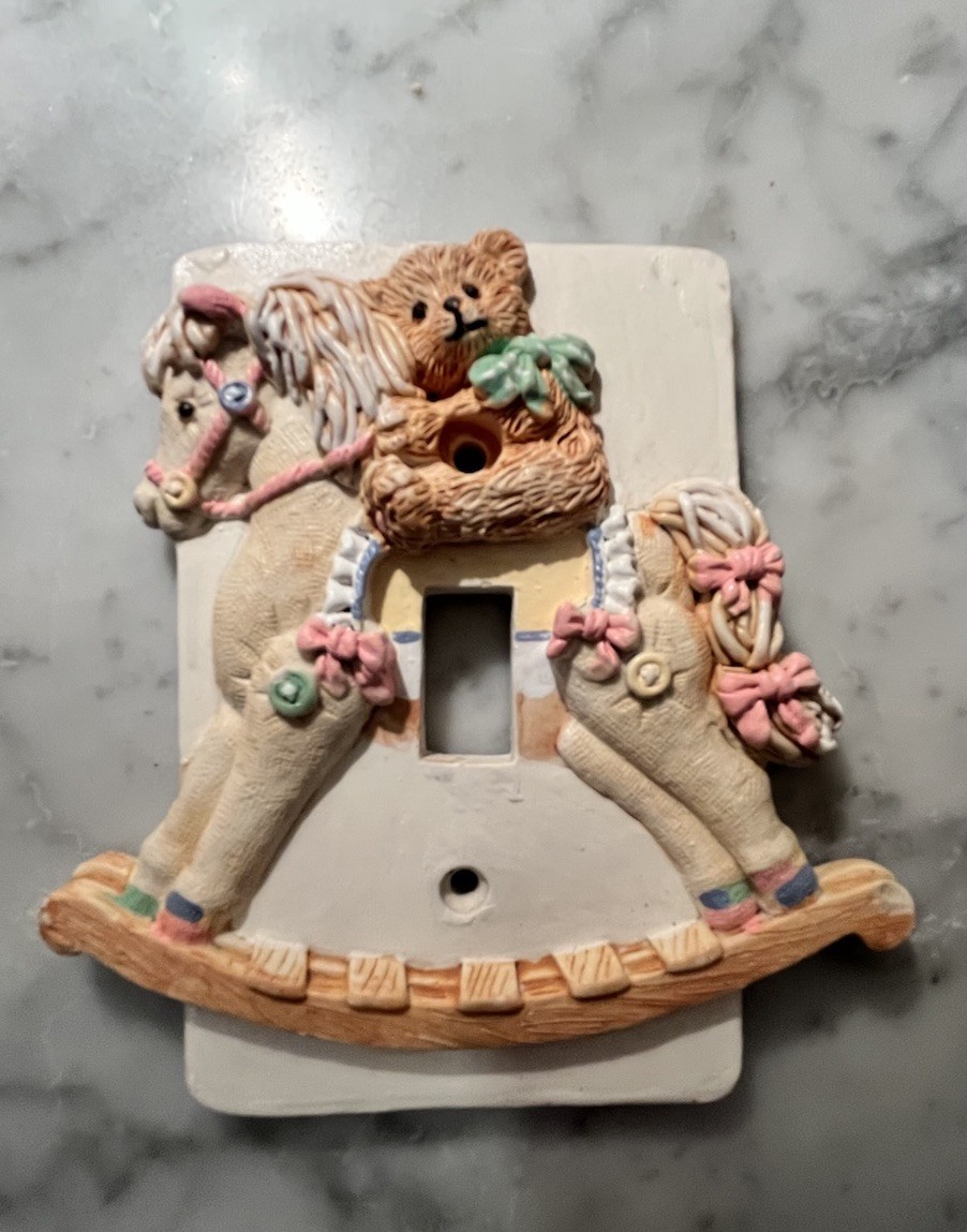 Vintage Teddybear rocking horse Decorative Light Switch Plate Cover retro