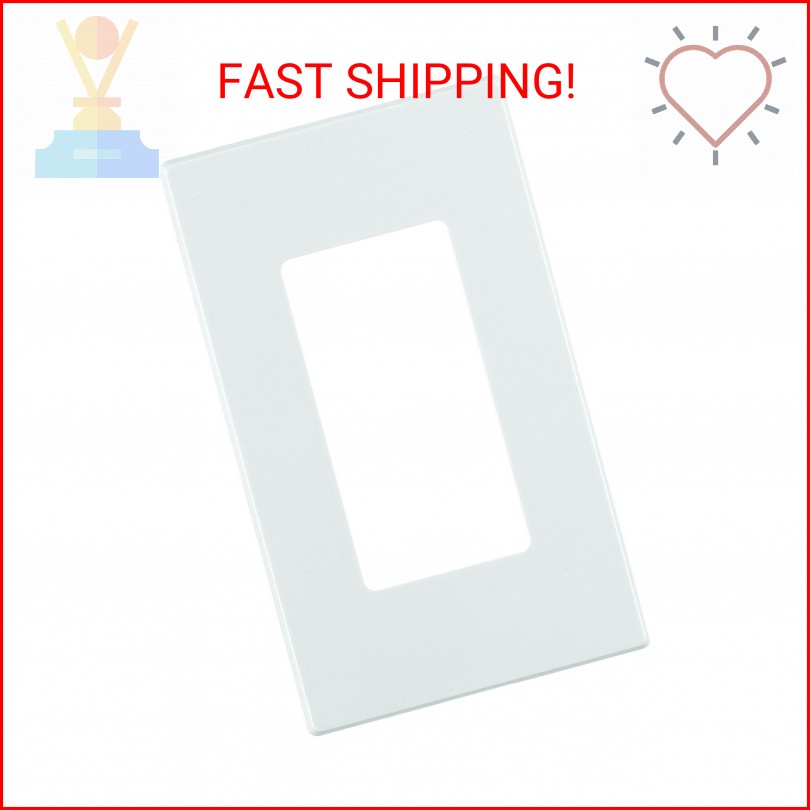 Leviton 1-Gang Decora Plus Screwless Wall Plate, 80301-SW, White