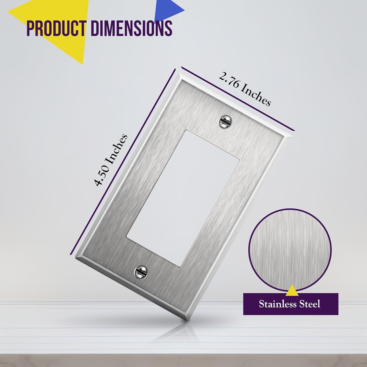 Decorator Switch or Receptacle Outlet Metal Wall Plate, Corrosion Resistant,