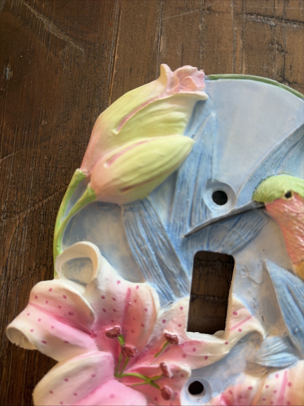 Hummingbird Light Switch Resin Plate Cover Single Toggle Lillies 3D Vintage