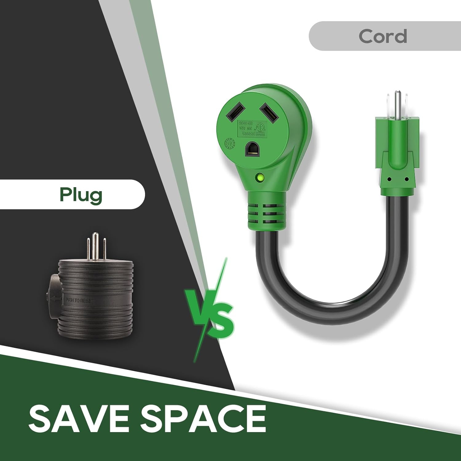 30 Amp to 110 Volt RV Power Adapter Plug with Circuit Breaker | Overload Protect