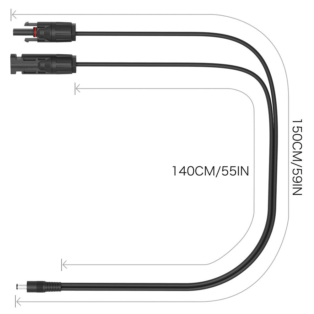 Solar Panel Connector Adapter Cables with Female and Male Connector to DC 5.5mm