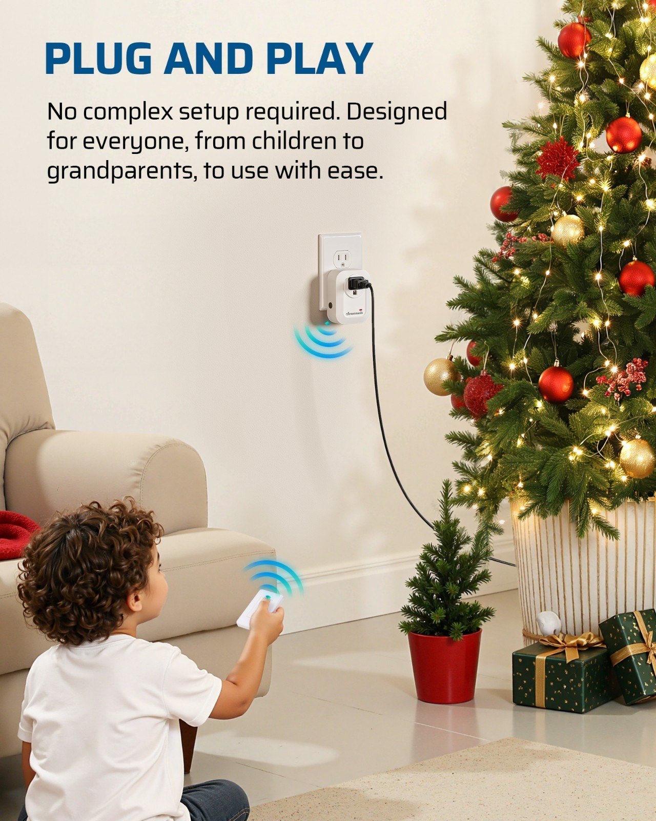 DEWENWILS Remote Control Outlet Wireless Wall Mounted Light Switch,No Wiring