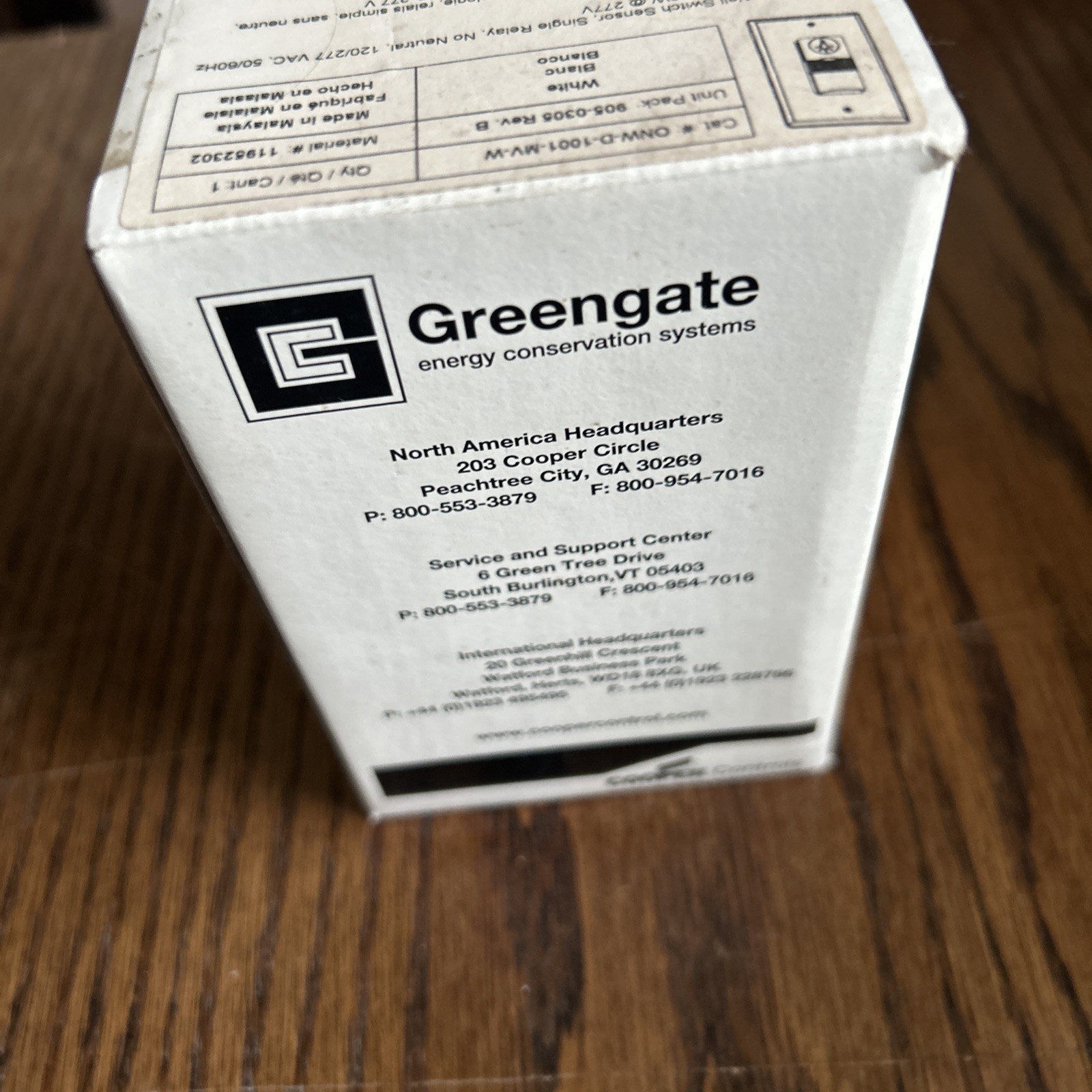 Cooper Greengate ONW-D-1001-MV-W Dual Tech Wall Switch Sensor New Sealed Box