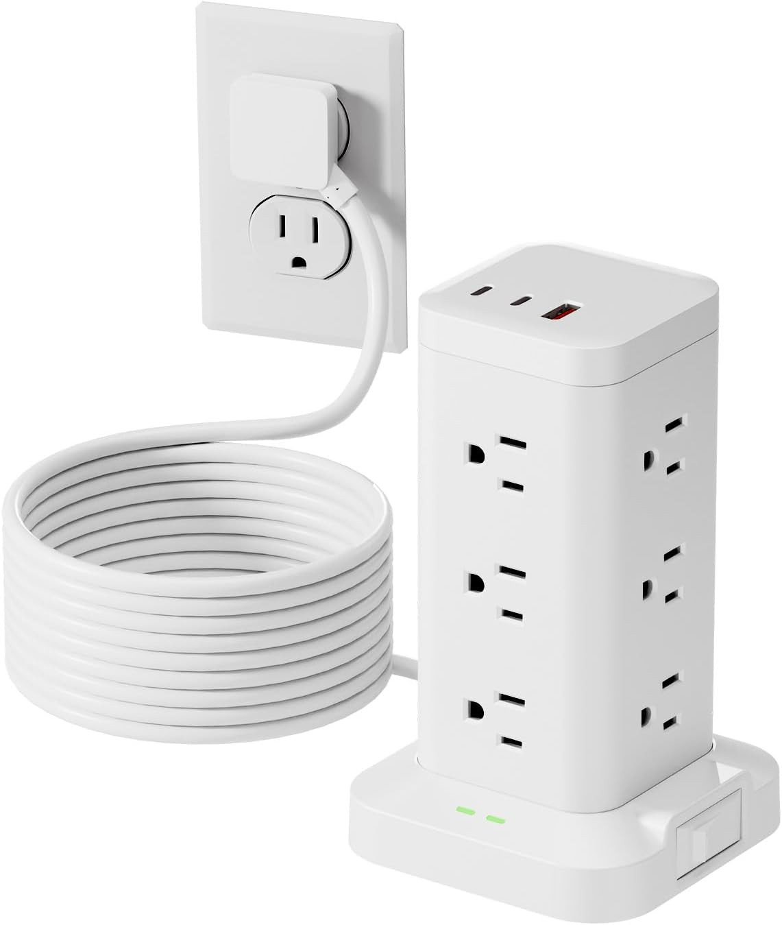 15-In-1 Power Strip Tower with Surge Protector 1800J, Fast Charging Tower PD20W