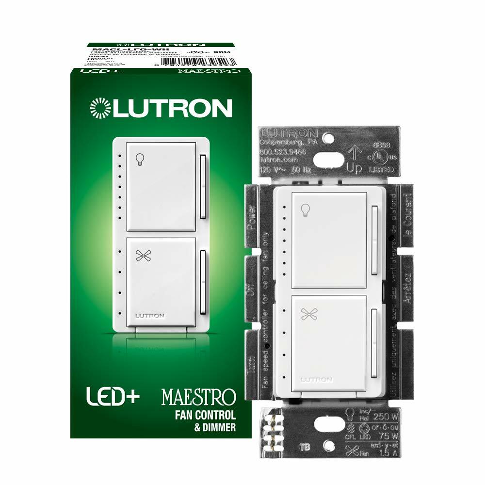Lutron Maestro LED+ Fan Control and Dimmer for LEDs, Halogen and Incandescent Bu