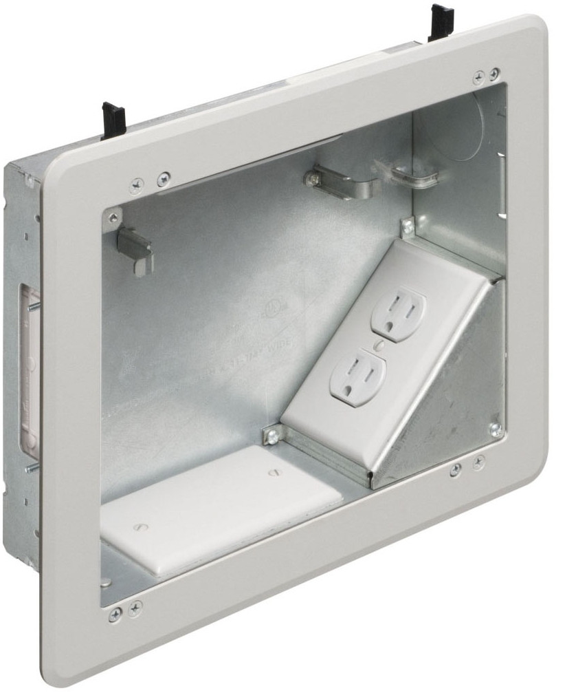 Arlington 8×10 TV BOX (TVBS810) for Power & Low-Voltage (Steel, White Trim)