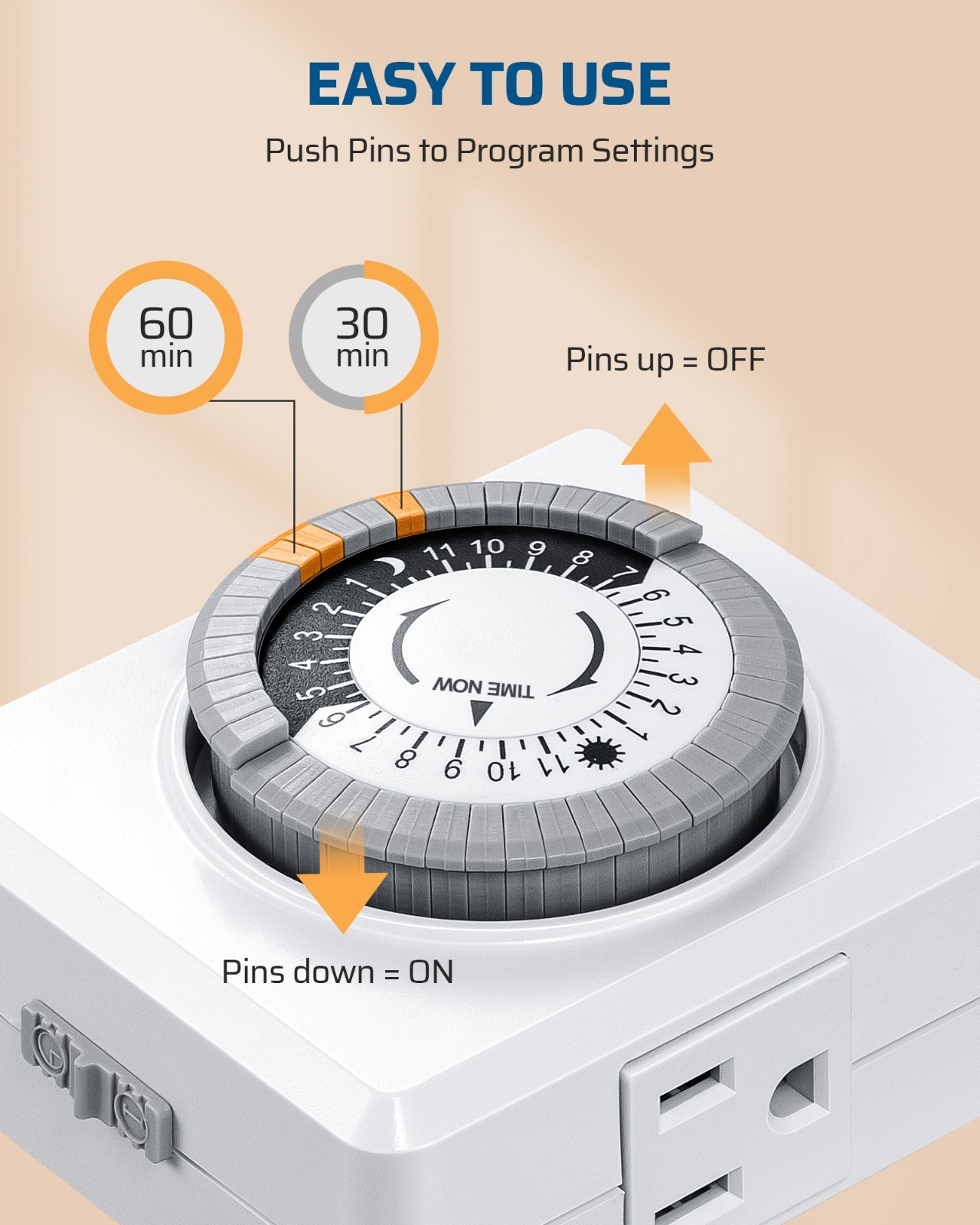 DEWENWILS 2x Plug-in Timer Outlets, 15A/125V, ETL Listed, Energy Saver