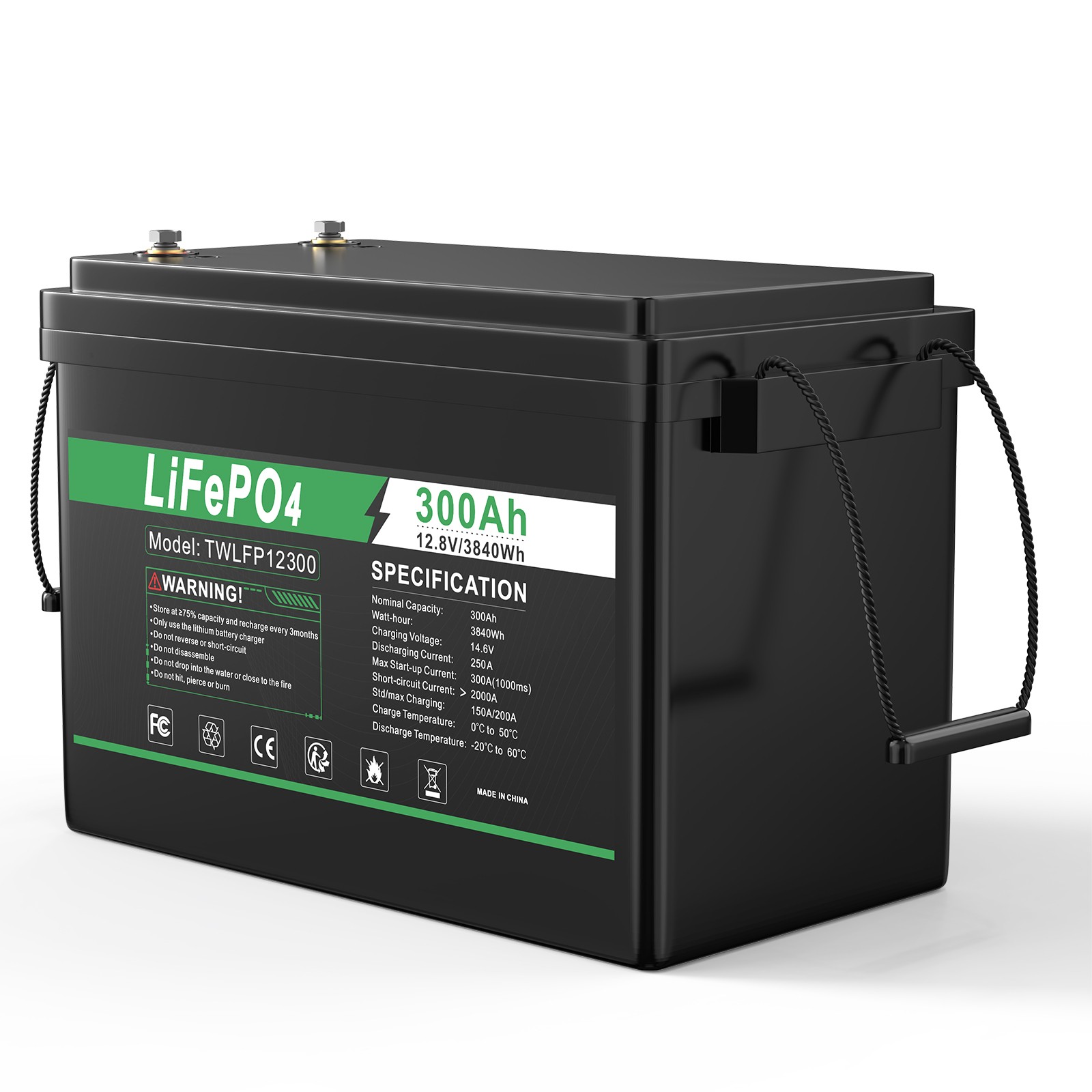 12V 300Ah lifepo4 lithium Battery BMS Deep Cycle Solar For Off-grid RV Marine US