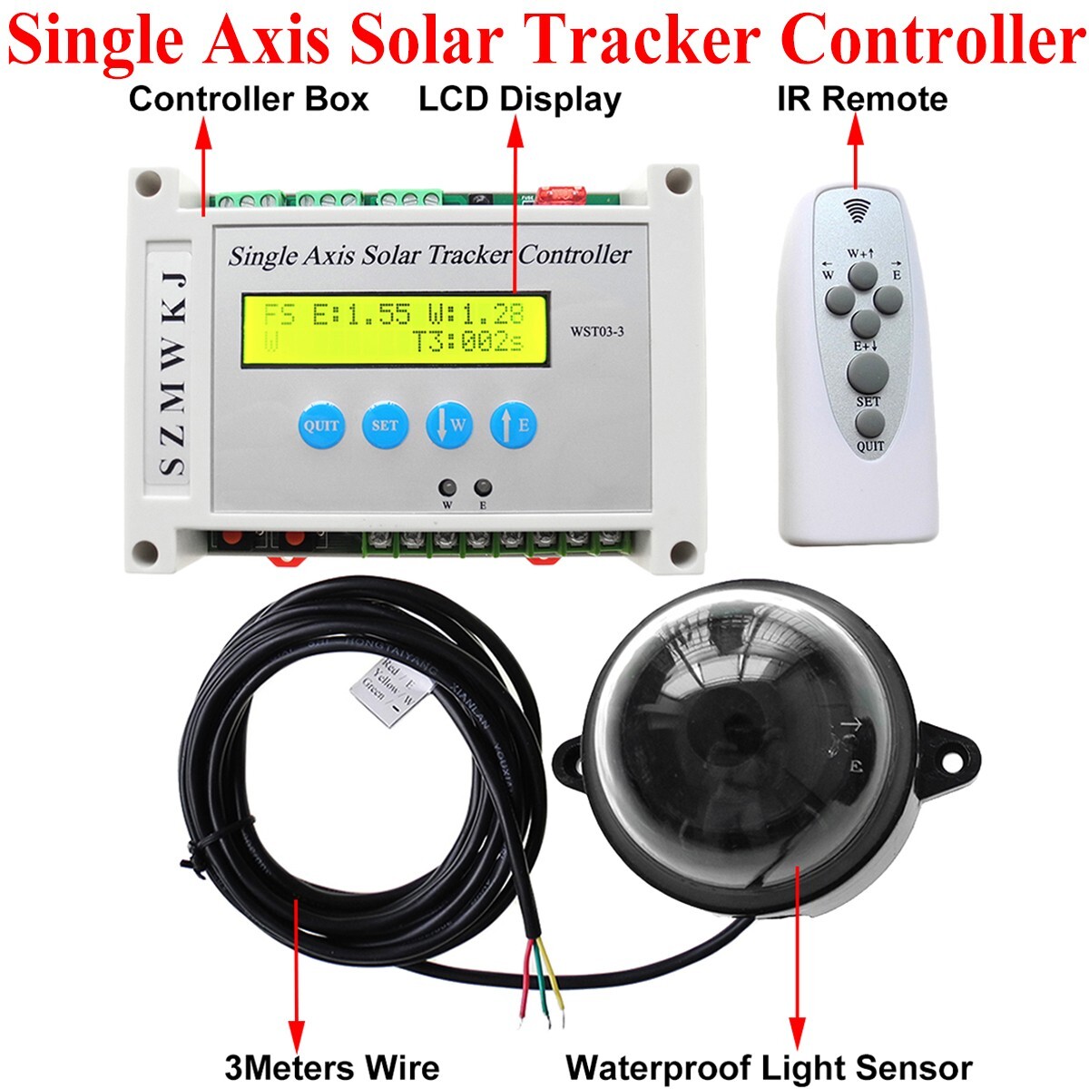 Single Axis Solar Tracker Kit + 6″ 6000N Linear Actuator + Electronic Controller