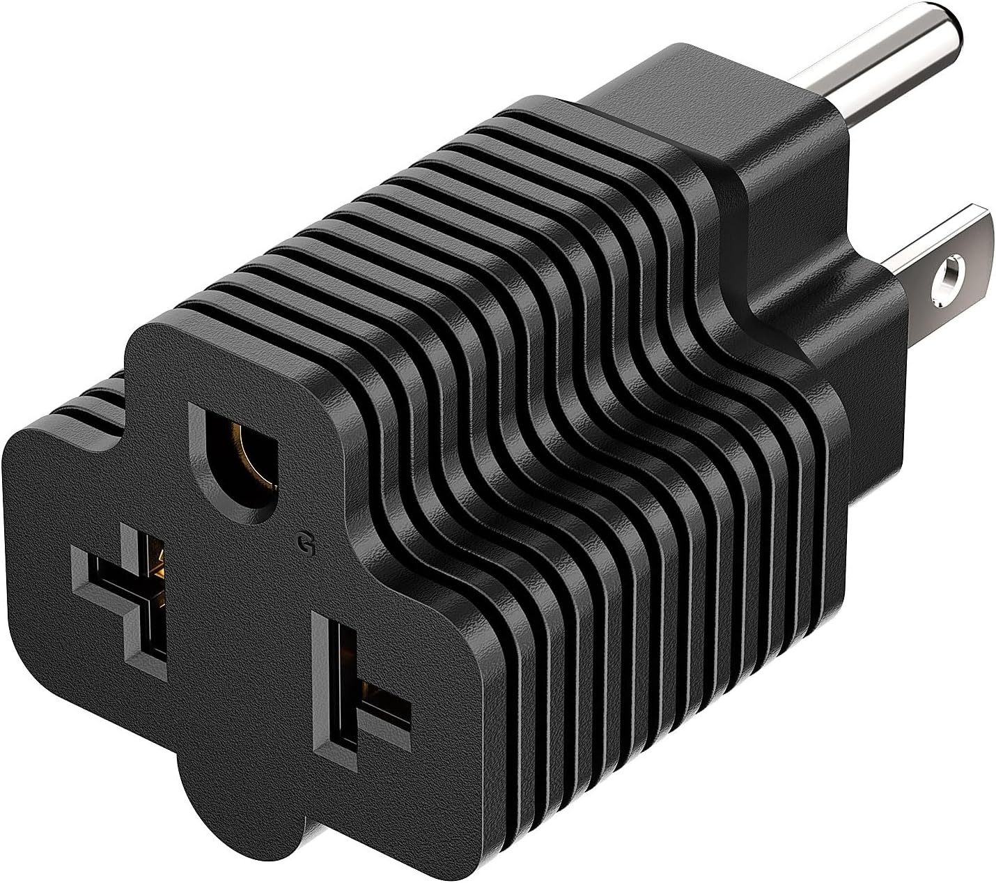 [4-in-1] 15 Amp Household AC Plug to 20 1 Count (Pack of 1), Black Color