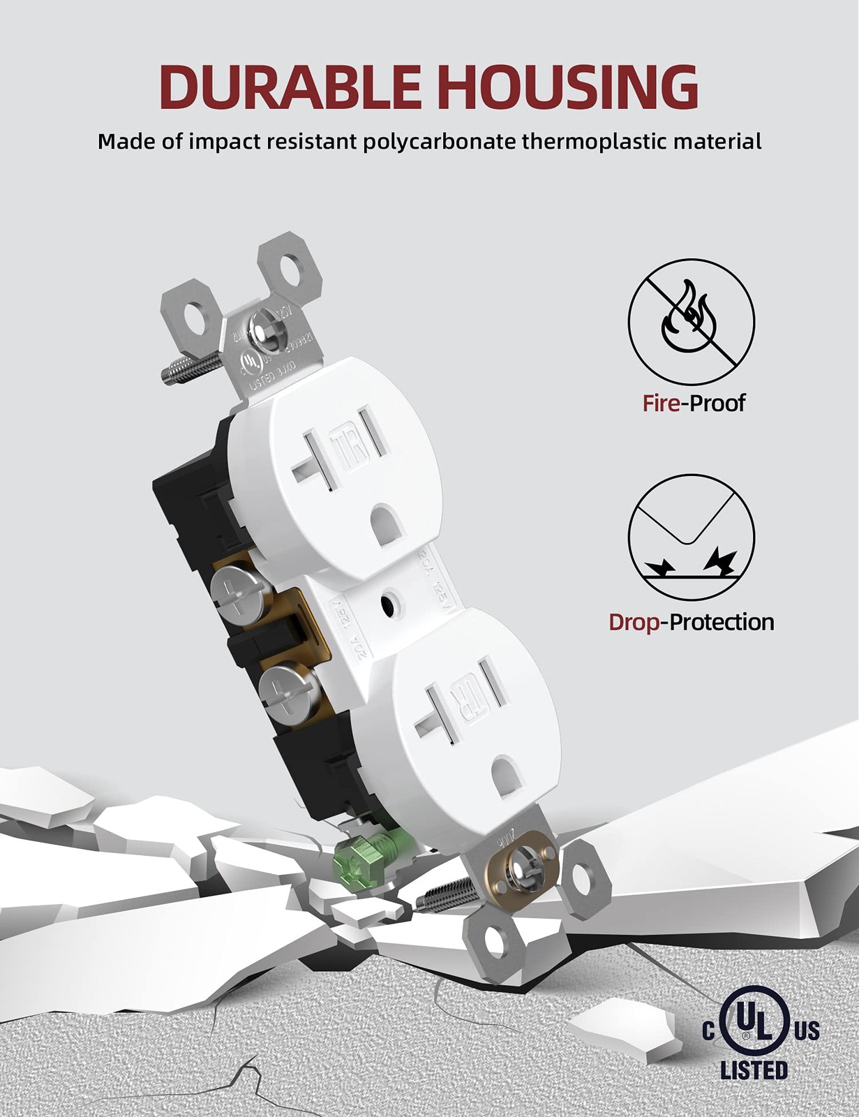 Duplex Electrical Receptacle Outlets, 20Amp 125V Wall Outlet, Residential,