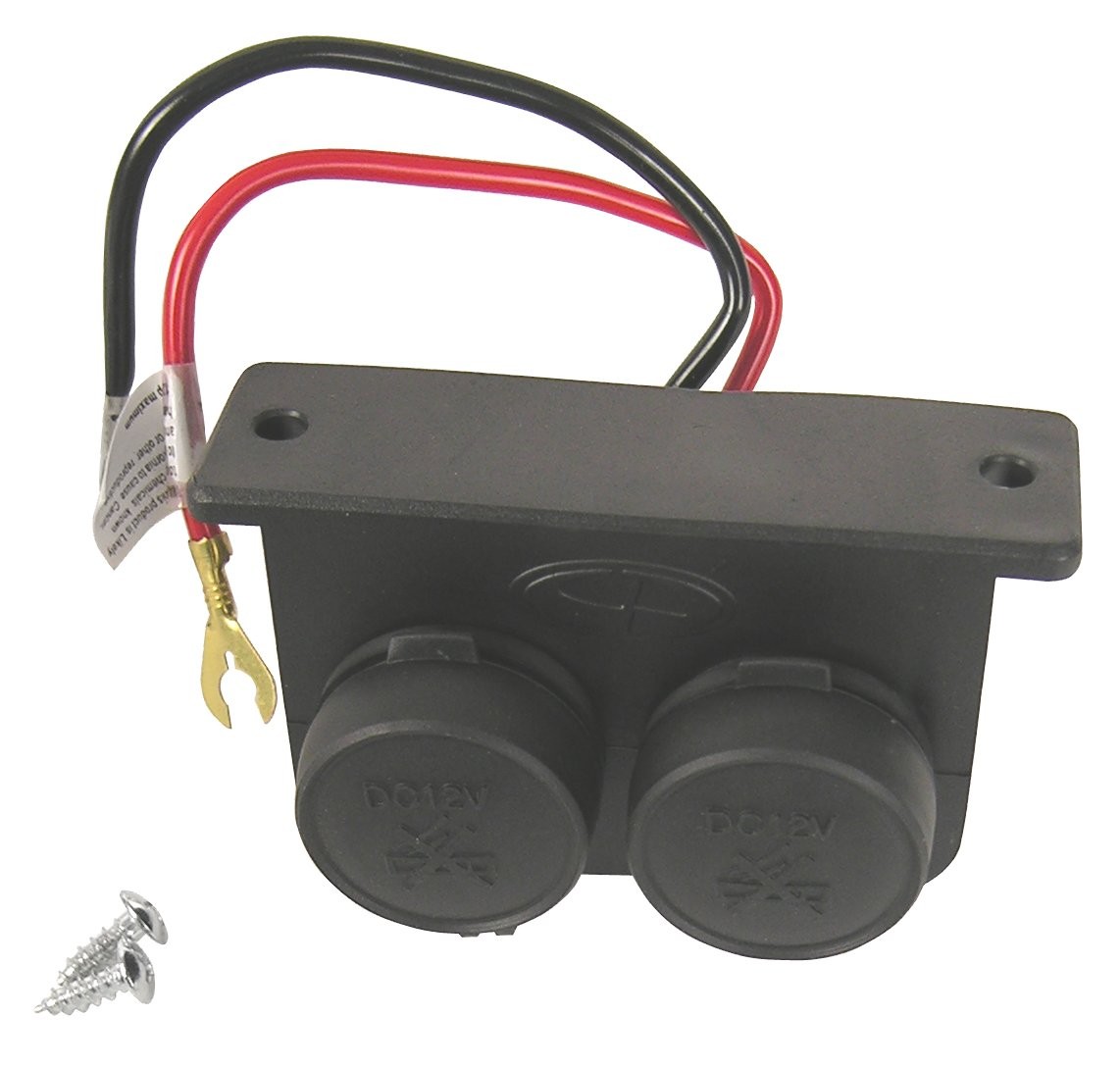 Twin 12 Volt Power Outlet with Cover for Vehicle and Camper Accessories
