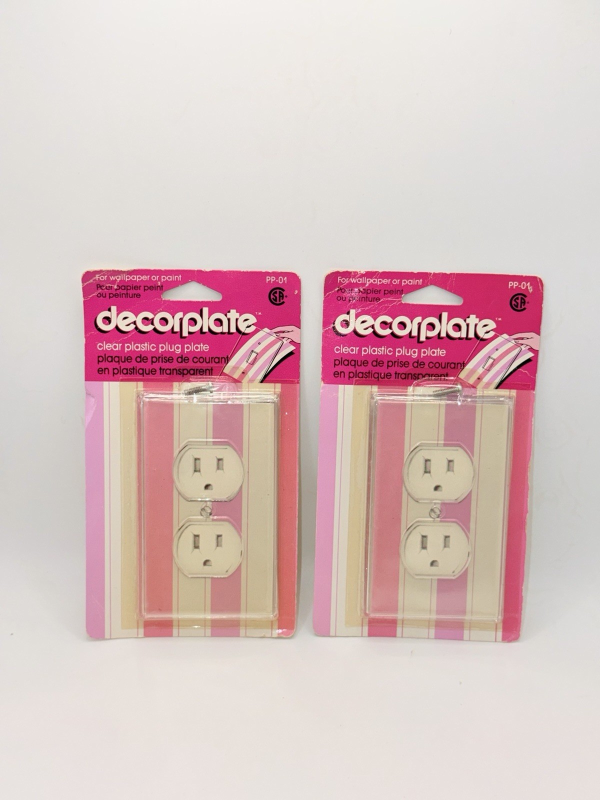 Vintage Decorplate Clear Plastic Outlet Cover Plate PP-01 New Deadstock Lot of