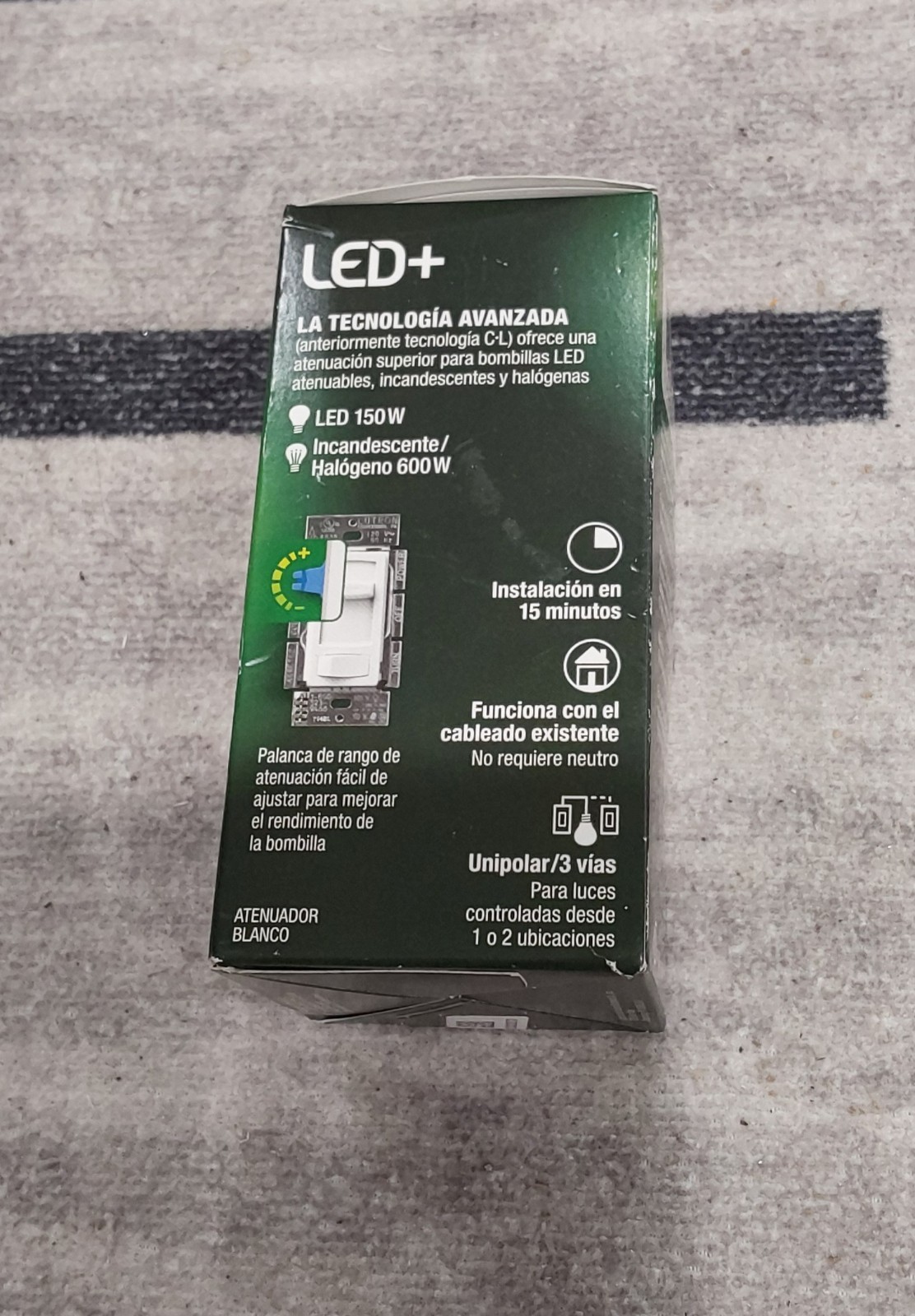 LUTRON Dimmer Light Switch Dimmable Single Pole 3 way LED CFL Contour White J