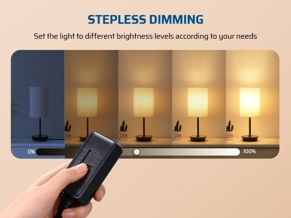Lamp Dimmer Switch Plug In Slide Control for Dimmable LED Lights 5FT Cord