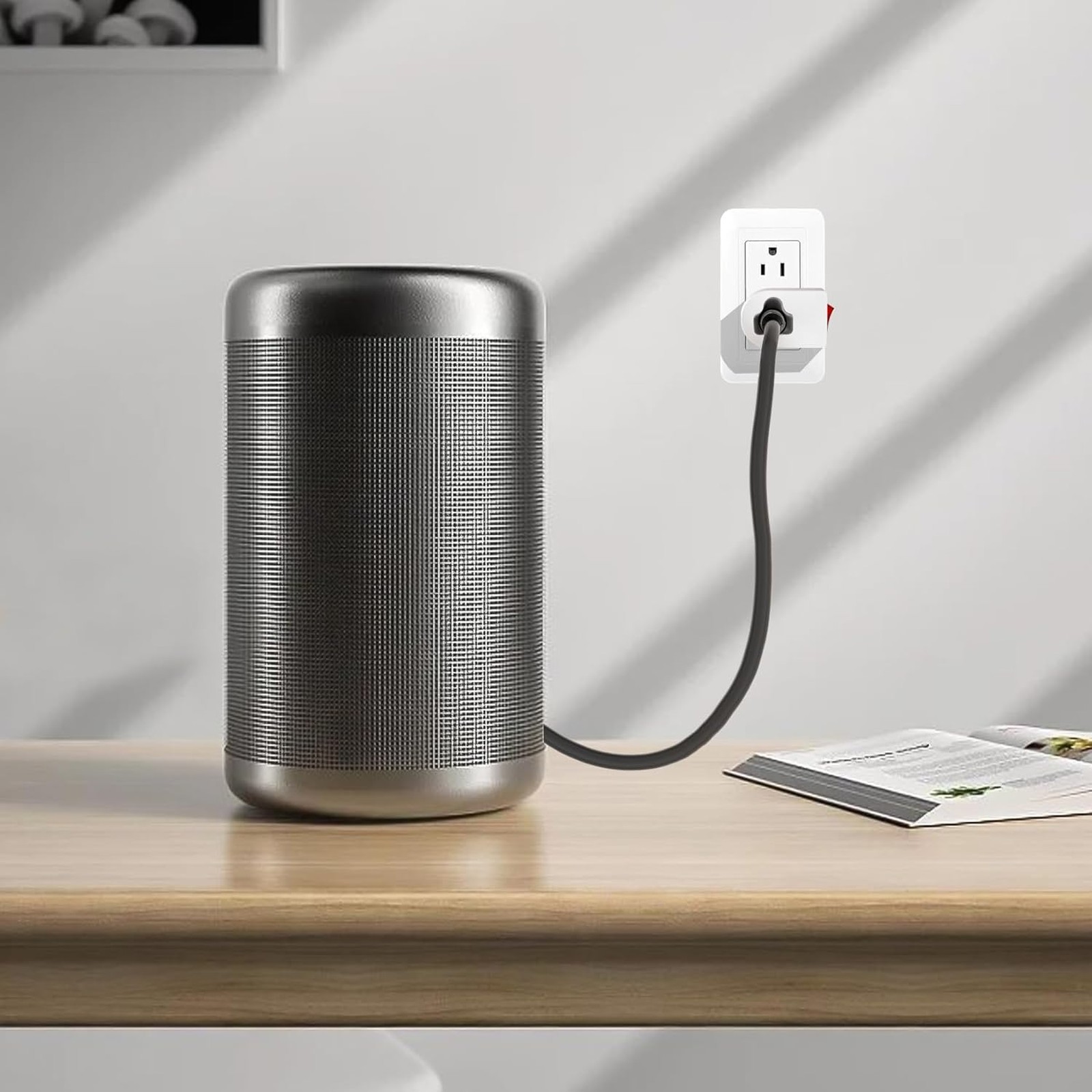 Grounded Outlet with Switch White 15A 1875W ETL Listed Single Power Cord Plug in