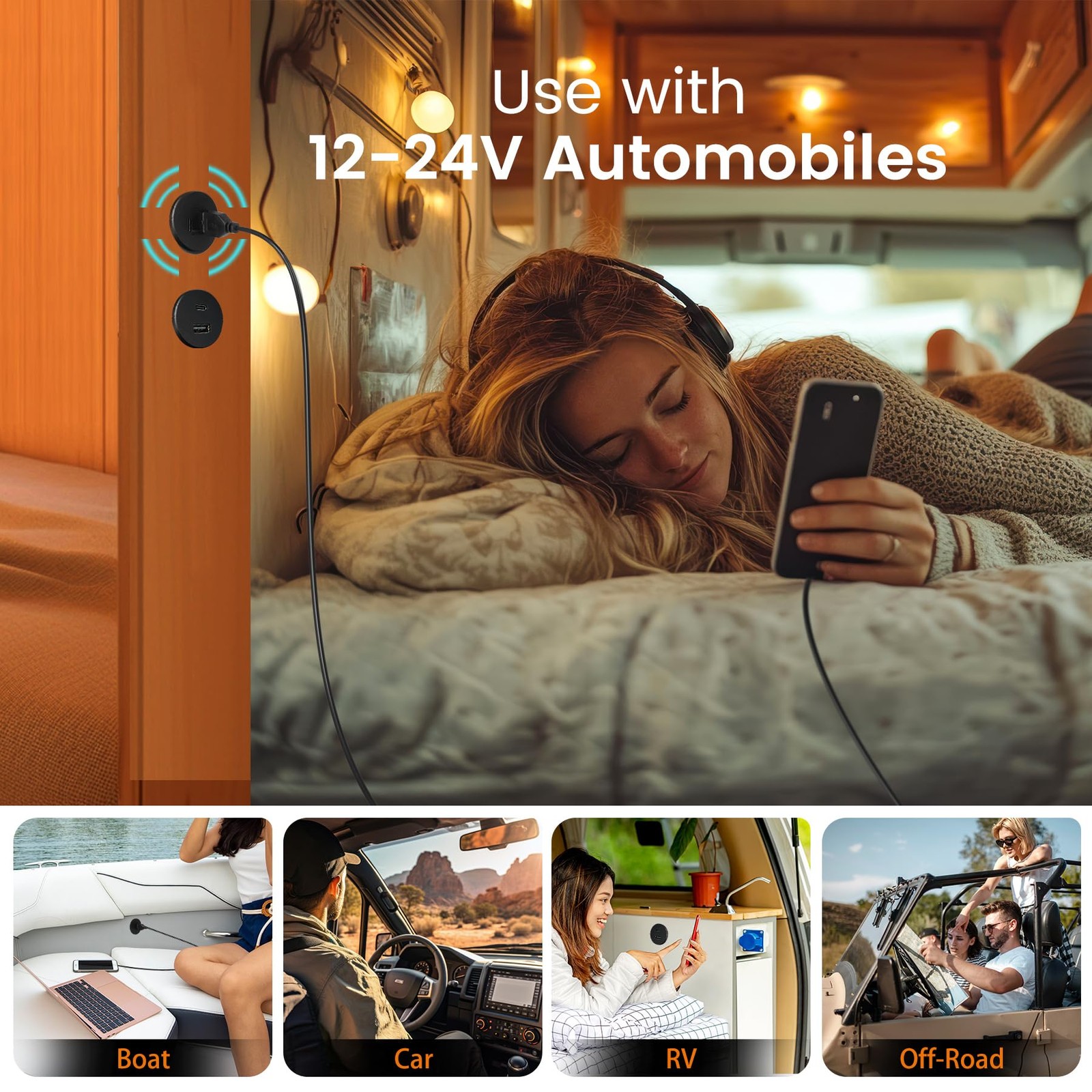 CamperXlite RV 12V USB Outlet Alumium Charger, 1.46″ * * 1.14″, 1Pcs