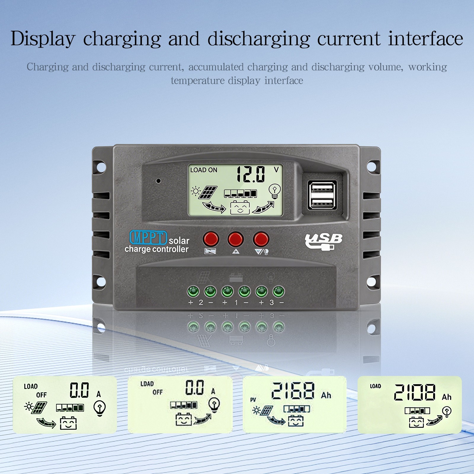 60/100A MPPT Solar Charge Controller 12V/24V Auto PV Battery Regulator Dual USB