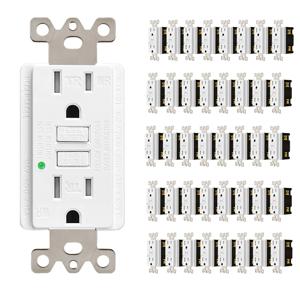 40Pack GFCI 15Amp Safe Receptacles Tamper Resistant Weather Resistant Outlets