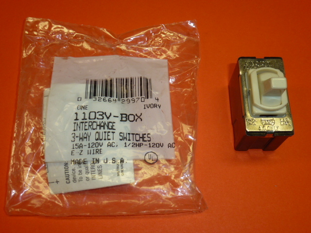 NOS! Eagle INTERCHANGE 3-WAY QUIET SWITCH, 1103, 15A-120/277V AC, BROWN or IVORY