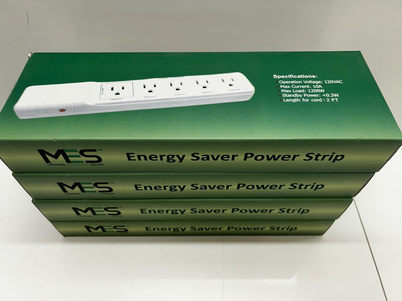 New Lot Of 4 Energy Saver Electrical Power Strips 5 Outlet Length Of Cord 2 Feet