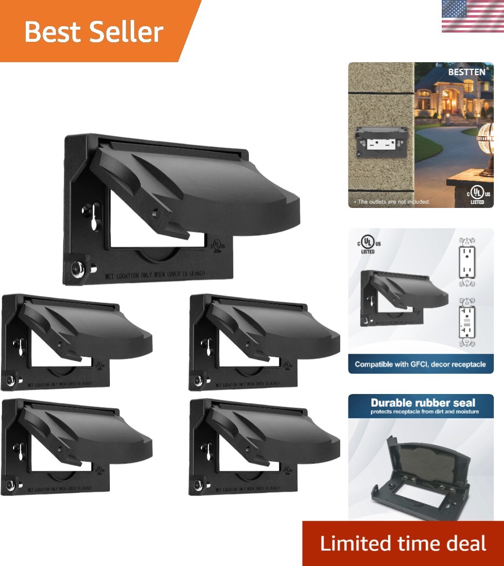 Durable Black Weatherproof Outlet Wallplates – 5 Pack for Easy Installation