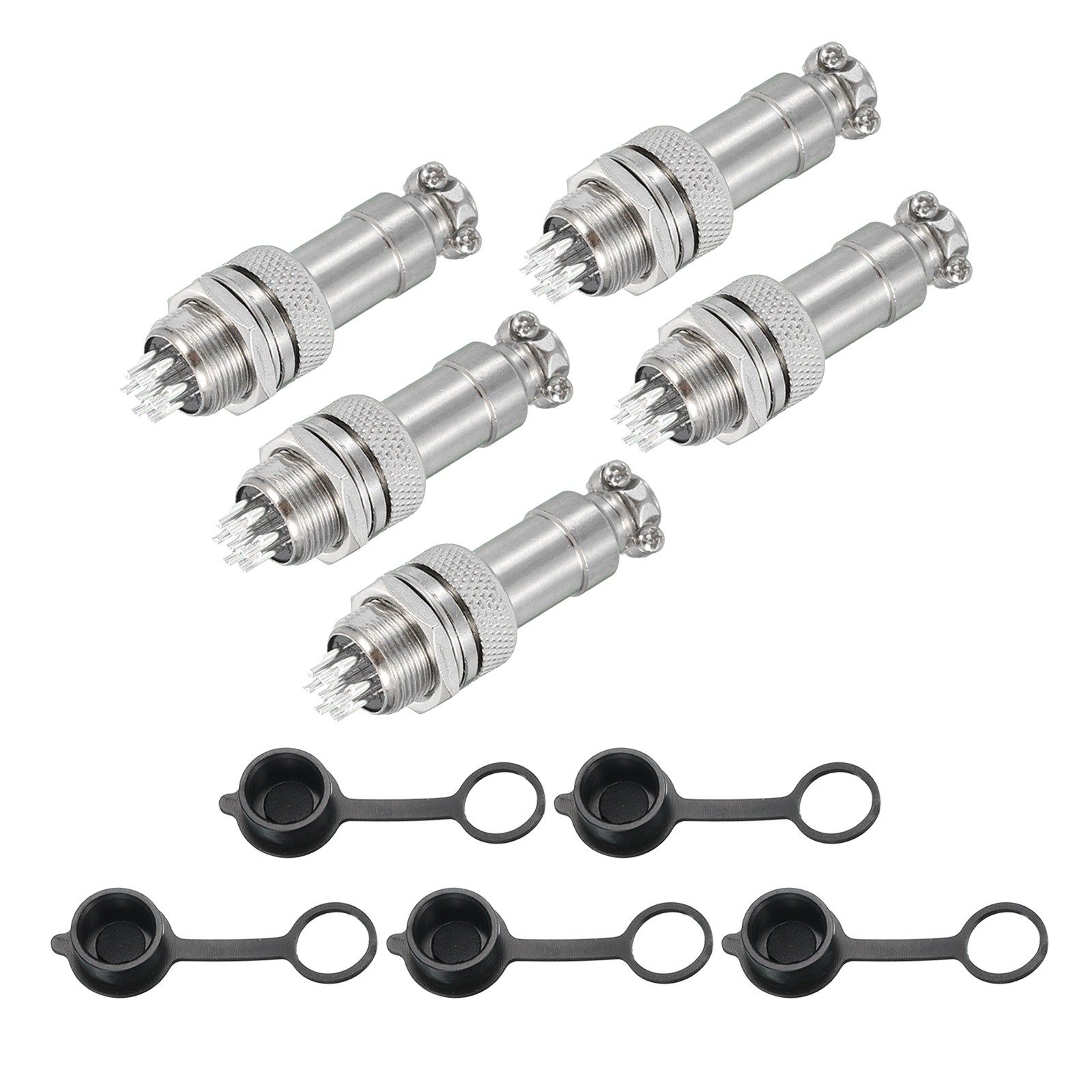 5Pcs 7 Pin Aviation Connector 300V 5A 16mm Metal Circular Connectors Silver