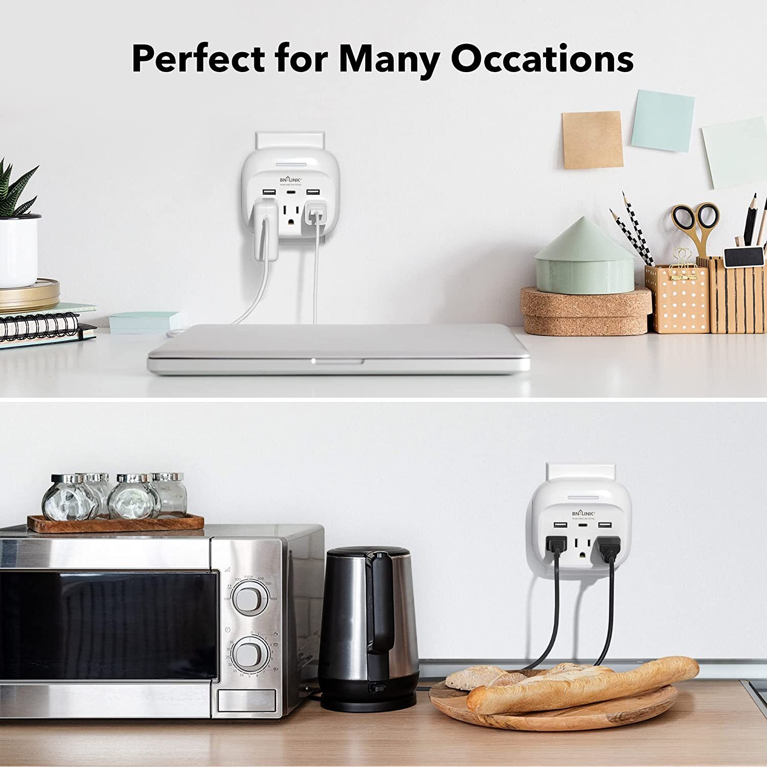3 Outlet Extender 600J Surge Protector With 3 USB Charger Port Wall Adapter Tap