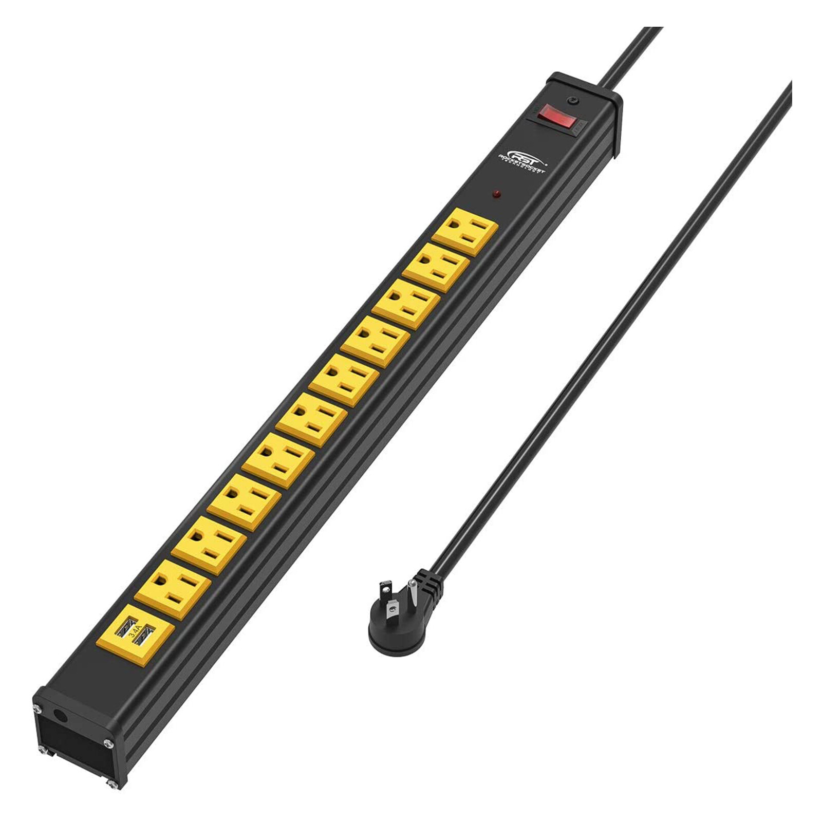 CRST 10-Outlet Heavy Duty Power Strip Surge Protector 6FT Extension Power Cord