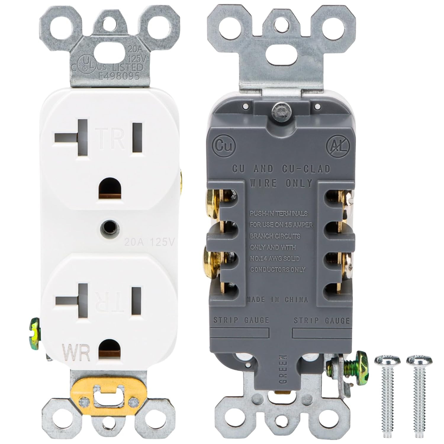 10 Pack Duplex Receptacle Outlet, 20Amp 125V TR & WR Wall Outlet, 2 Pole 3 Wires
