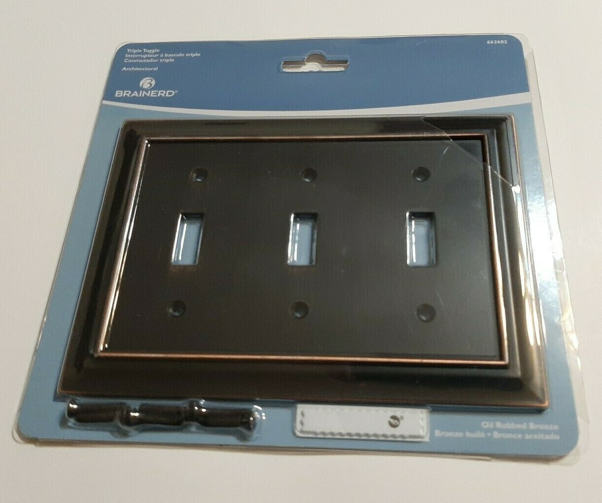 Brainerd Architectural Triple Toggle Oil Rubbed Bronze Wall Plate Lot of 3 NEW