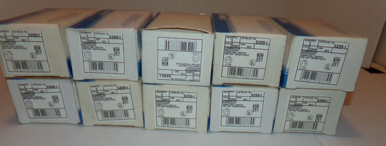 1 Leviton 5299-I Ground Fault Circuit Interrupter Switch GFCI Outlet Ivory NOS