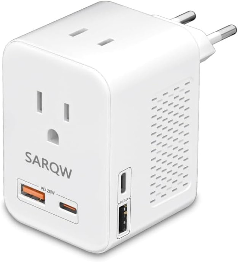 220V to 110V Voltage Conversion Plug Adapter for Traveling from USA to Europe wi