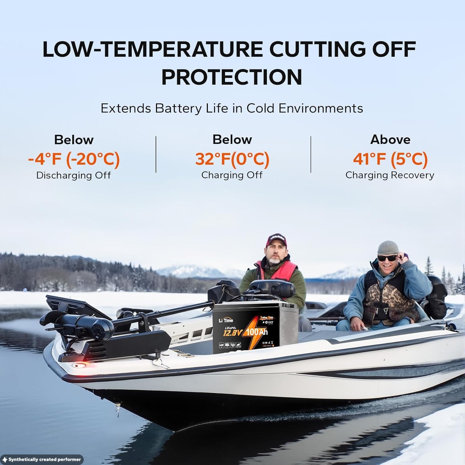 LiTime 12V 100Ah TM LiFePO4 Lithium Battery Low Temp Cut-off for Trolling Motor