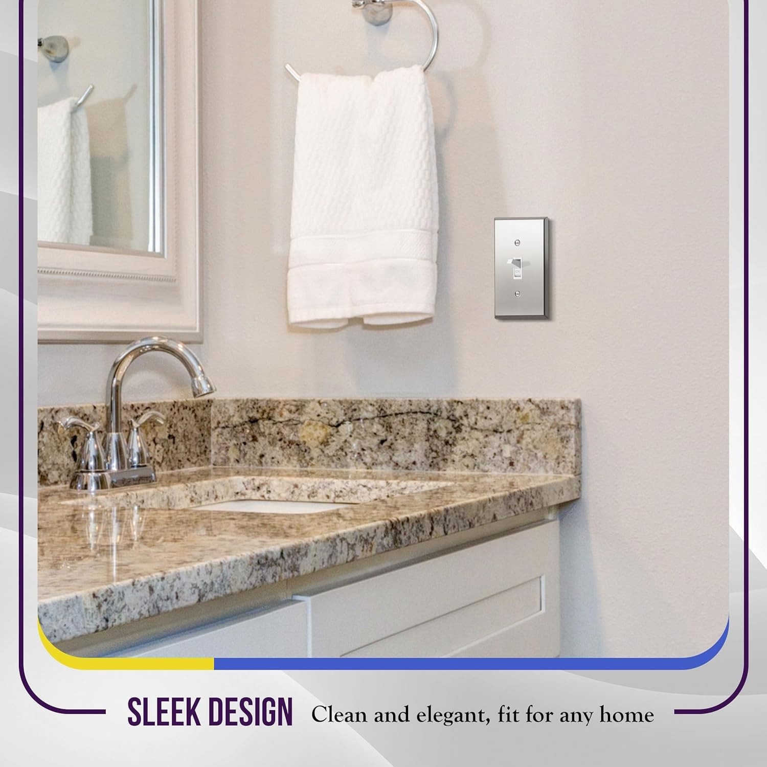 Corrosion-Resistant Polished Chrome Toggle Light Switch Wall Plate, 1-Gang