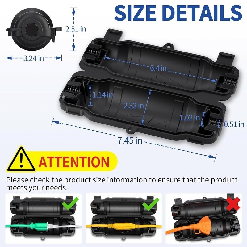 Outdoor Extension Cord Cover Waterproof Heavy Duty Lockable Latches IP54 Seal US