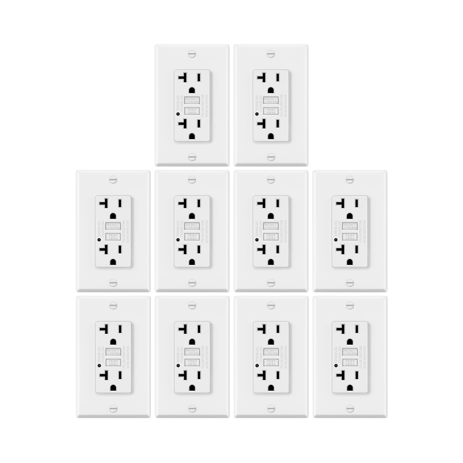 10 Pack – ELECTECK 20 Amp Non-Tamper Resistant GFCI Outlets, Decor GFI Recept…