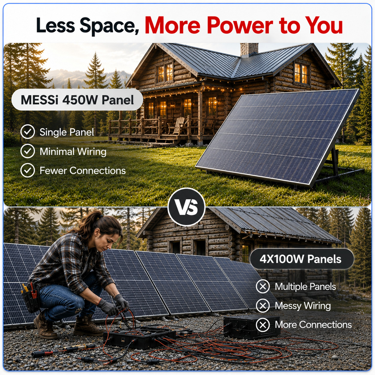 4×450=1800W Solar Panels, Bifacial N-Type Mono | 4ft MC4 Cable for Easy Install