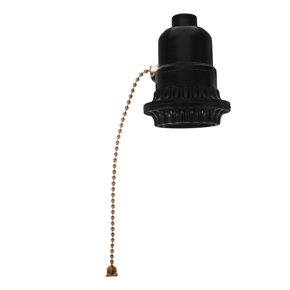 Pull Chain Lampholder Black Lamp Socket with Durable Wear Resistant Construction