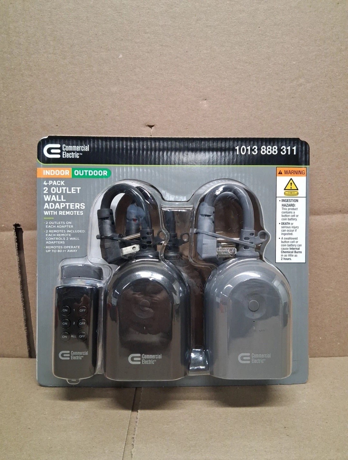 Commercial Electric 4 Pk. 2 Outlet Wall Adapters With Remotes 1013 888 311