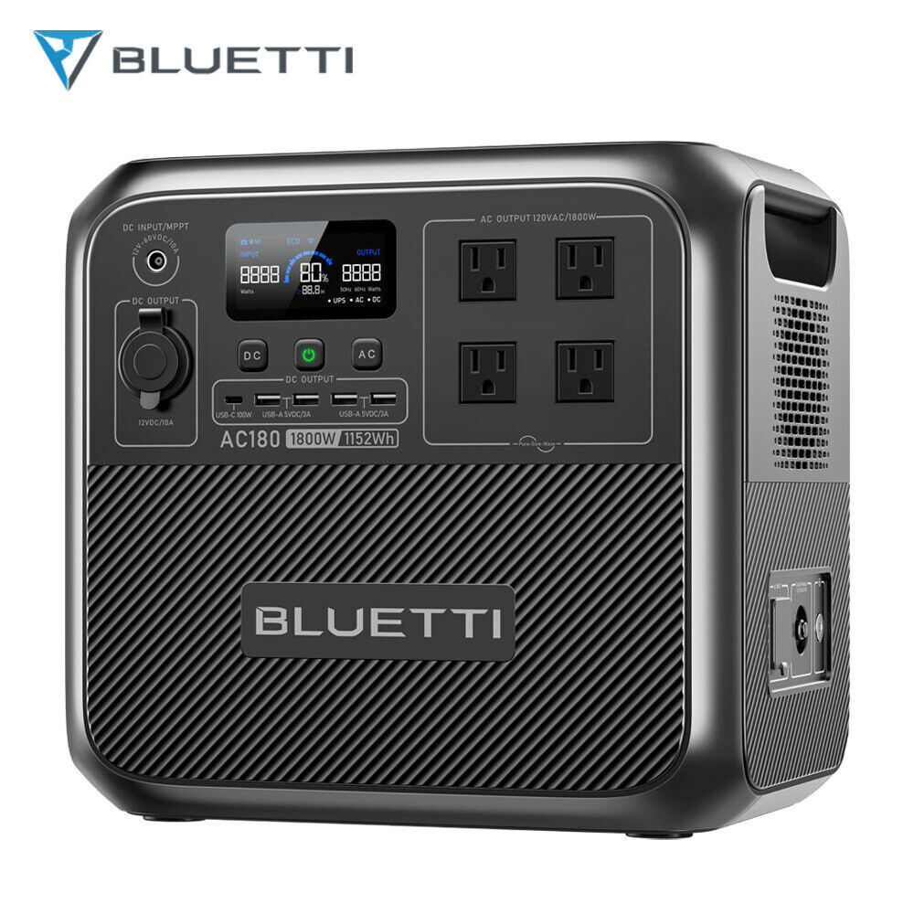 BLUETTI AC180 1800W 1152Wh Portable Power Station Solar Generator for Off-grid
